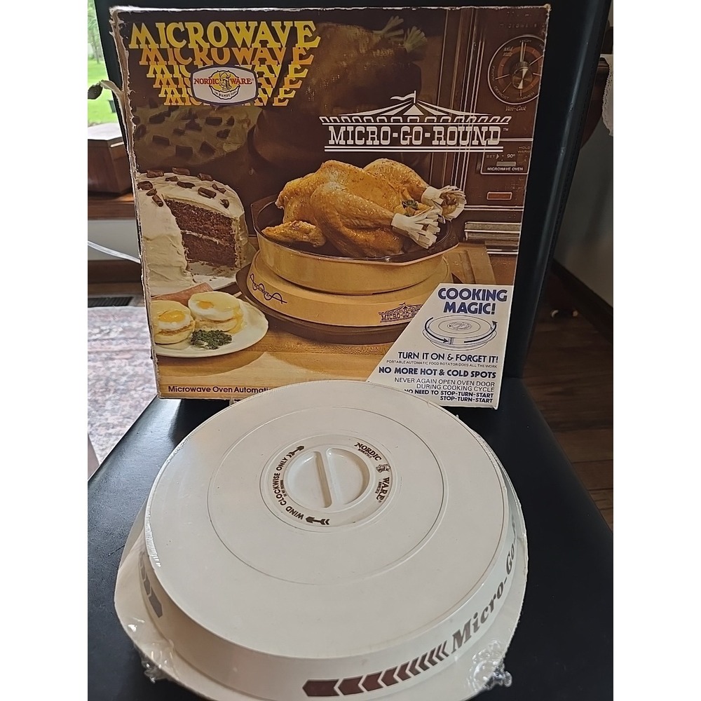 Vtg NOS Nordic Ware Micro-Go-Round Microwave Turntable Tested USA Almond Color